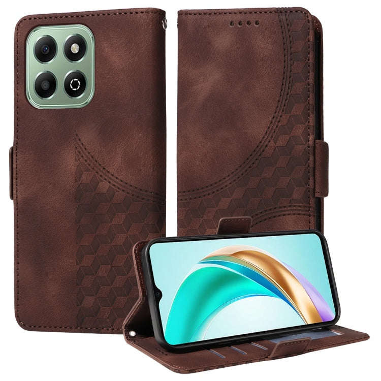 For Honor X6b 4G / X6c 4G / X5b / X5b Plus Embossed Rhombus Starry Leather Phone Case(Brown)