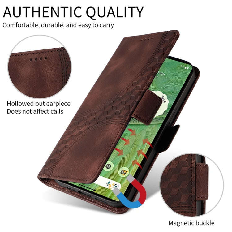 For Honor X6b 4G / X6c 4G / X5b / X5b Plus Embossed Rhombus Starry Leather Phone Case(Brown)