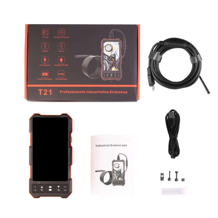T21 4.5 inch IPS Color Screen 7.9mm Dual Camera Split Hard Cable Industrial Endoscope, Length:10m...