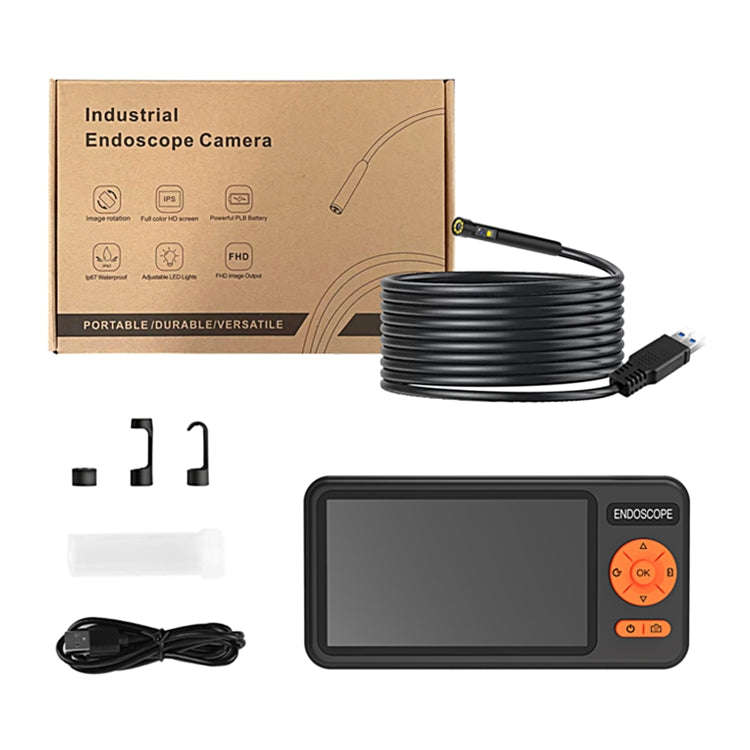 T29 5 inch IPS Screen 5.5mm Dual Lens IP67 Waterproof Industrial Endoscope With Bracket, Length:1m