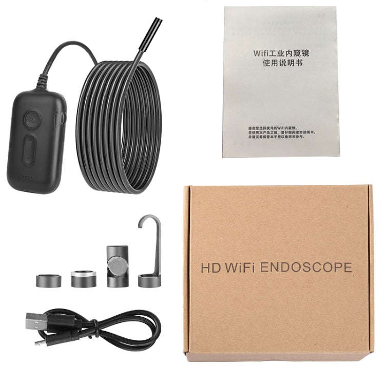 Y15 5.5mm Single Camera WiFi Connected Hard Cable HD Industrial Endoscope, Length:5m(Black)