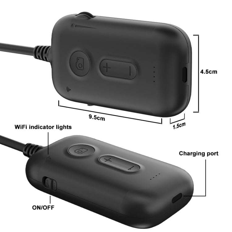 Y15 7.9mm Triple Camera WiFi Connected Hard Cable HD Industrial Endoscope, Length:1m(Black)