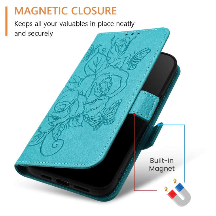 For OnePlus Nord 4 5G Embossed Rose RFID Anti-theft Leather Phone Case(Light Blue)