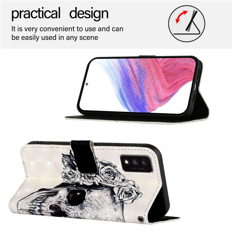 For TCL 30T T603DL 3D Painting Horizontal Flip Leather Phone Case(Skull)