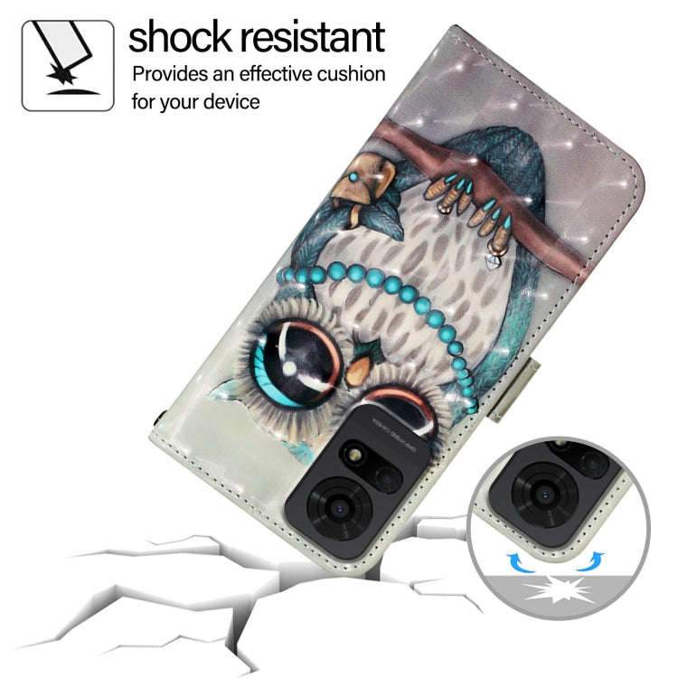 For TCL 50 LE 5G 3D Painting Horizontal Flip Leather Phone Case(Grey Owl)