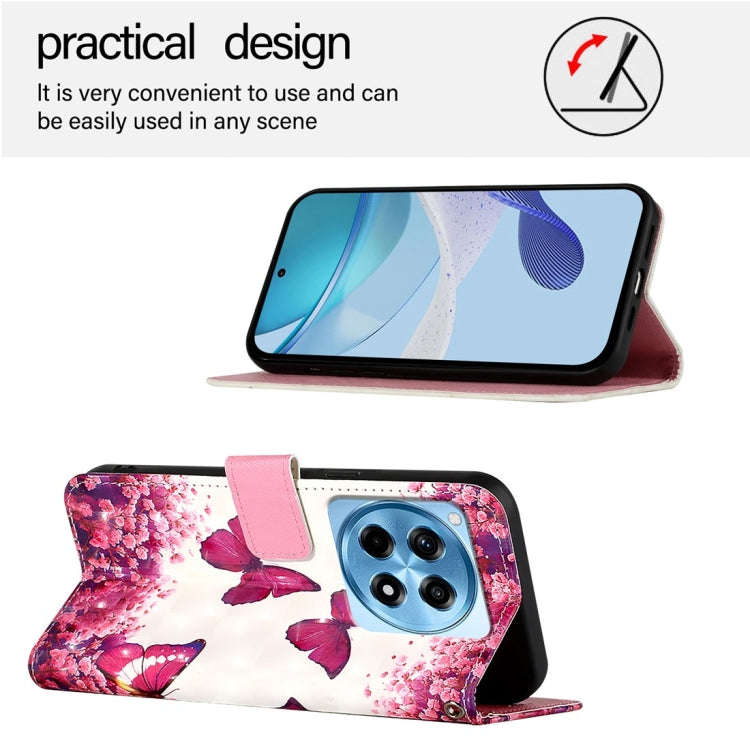 For OnePlus 12R Global 3D Painting Horizontal Flip Leather Phone Case(Rose Butterfly)
