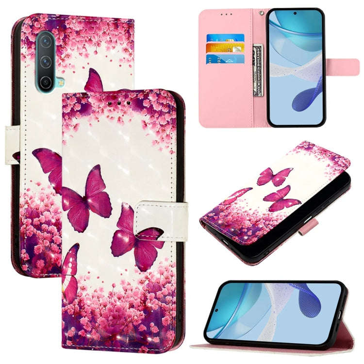 For OnePlus Nord CE 5G 3D Painting Horizontal Flip Leather Phone Case(Rose Butterfly)