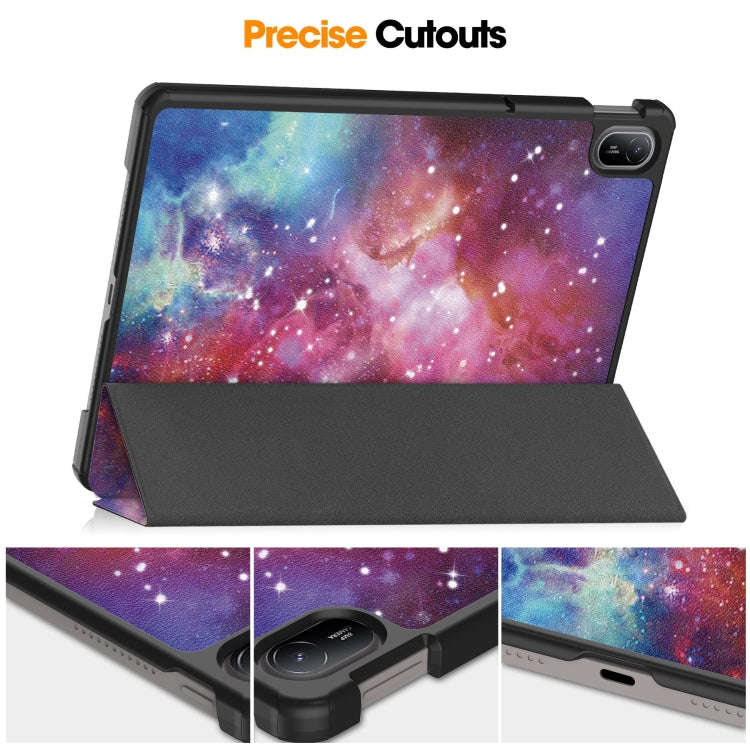 For Huawei Matepad SE 11 Painted 3-Fold Holder Smart Leather Tablet Case(Milky Way Nebula)