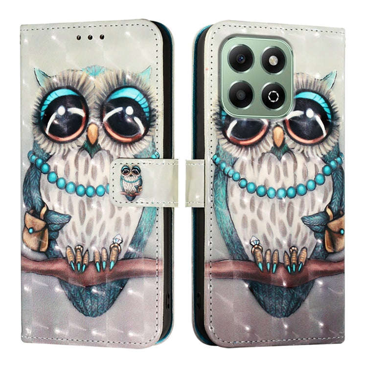 For Honor X6b 3D Painting Horizontal Flip Leather Phone Case(Grey Owl)