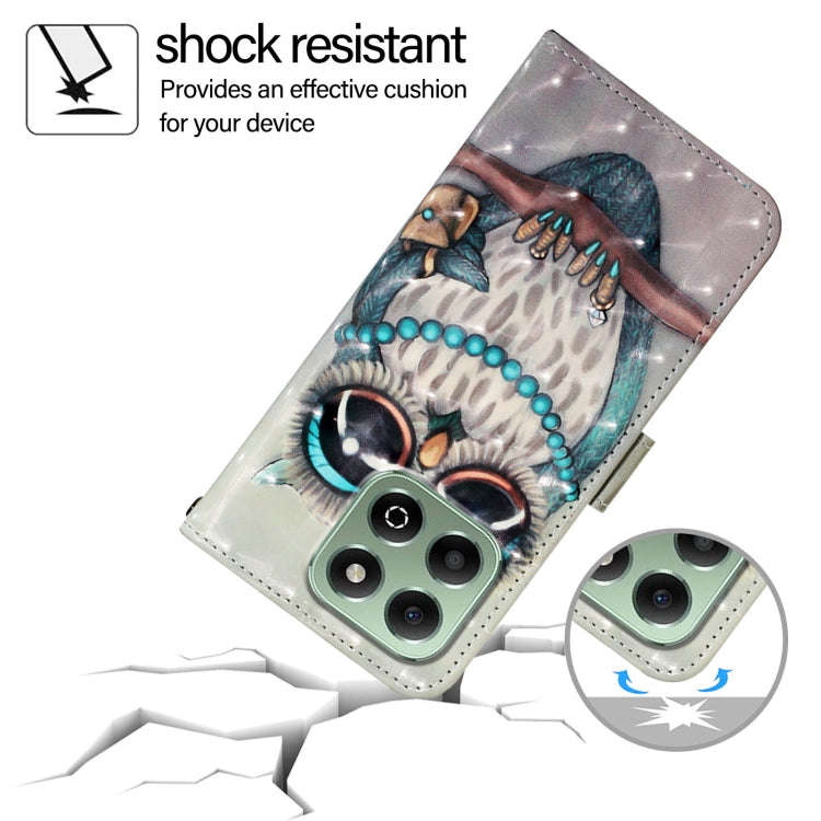 For Honor X6b 3D Painting Horizontal Flip Leather Phone Case(Grey Owl)