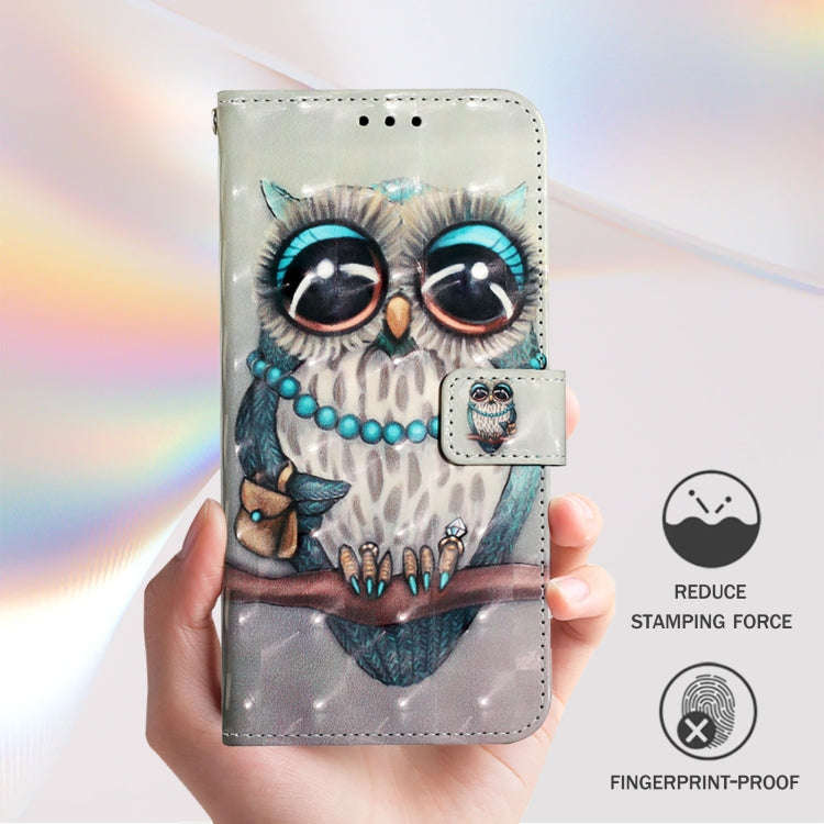 For Honor X6b 3D Painting Horizontal Flip Leather Phone Case(Grey Owl)