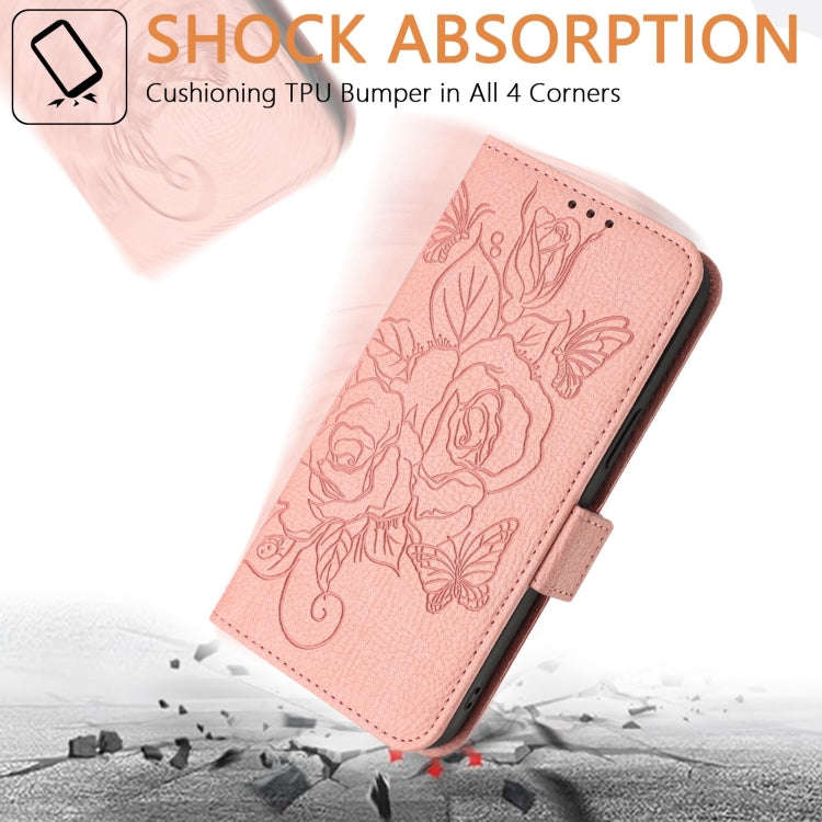 For Motorola Edge 40 Neo 5G Embossed Rose RFID Anti-theft Leather Phone Case(Pink)