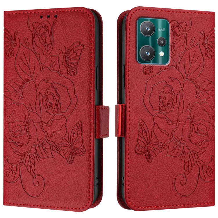 For Motorola Moto X40 Embossed Rose RFID Anti-theft Leather Phone Case(Red)