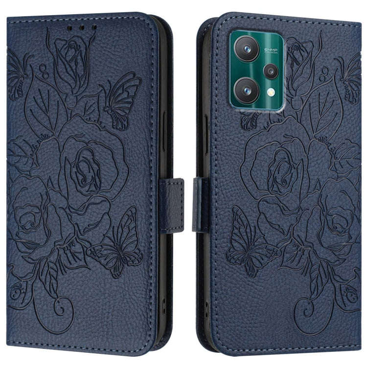 For Motorola Moto X40 Embossed Rose RFID Anti-theft Leather Phone Case(Dark Blue)