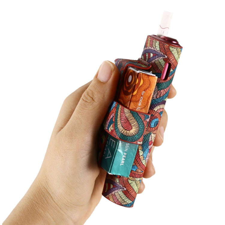 For IQOS ILUMA i ONE Electronic Cigarette Cashew Flower Portable PU Storage Bag(Red)