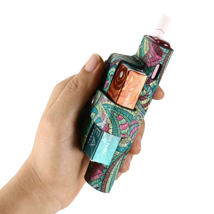 For IQOS ILUMA i ONE Electronic Cigarette Cashew Flower Portable PU Storage Bag(Green)