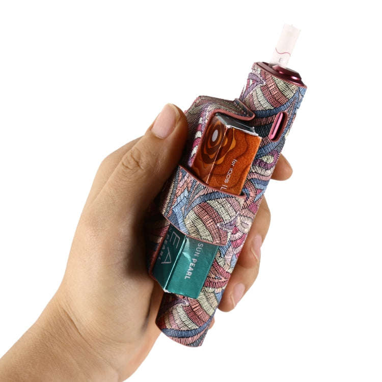 For IQOS ILUMA i ONE Electronic Cigarette Cashew Flower Portable PU Storage Bag(Purple)