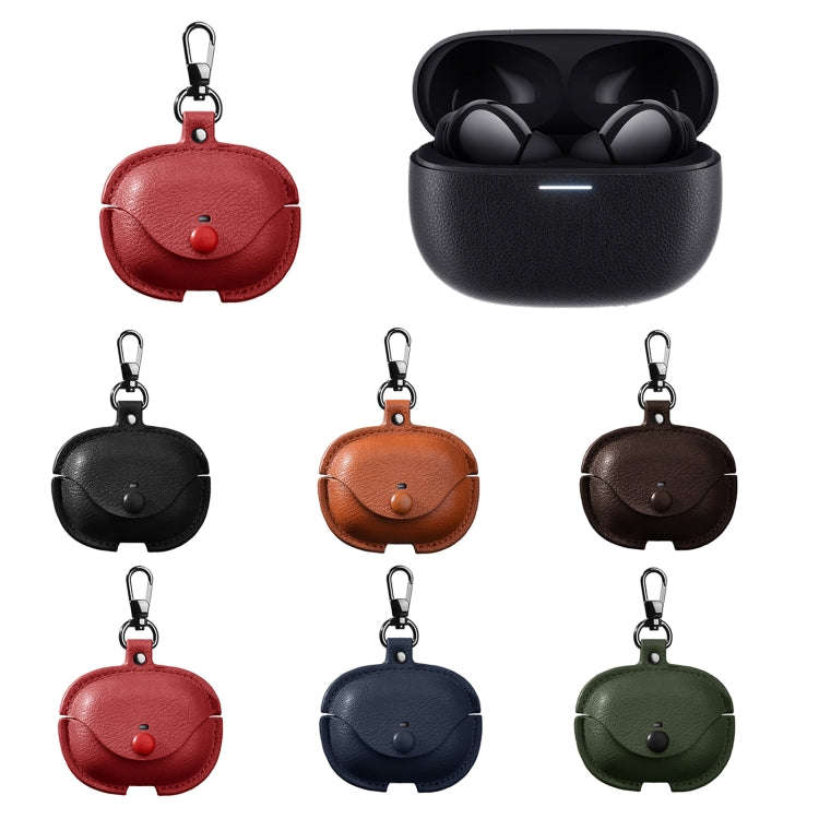 For Redmi Buds 5 Pro / Buds 4 Pro / Buds 8 Business Leather Earphone Protective Case with Hook(Red)