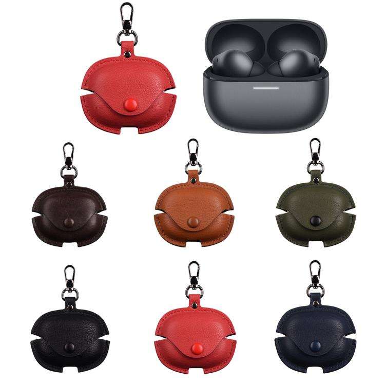 For Redmi Buds 6 Pro / 8 Pro Business Leather Earphone Protective Case with Hook(Red)