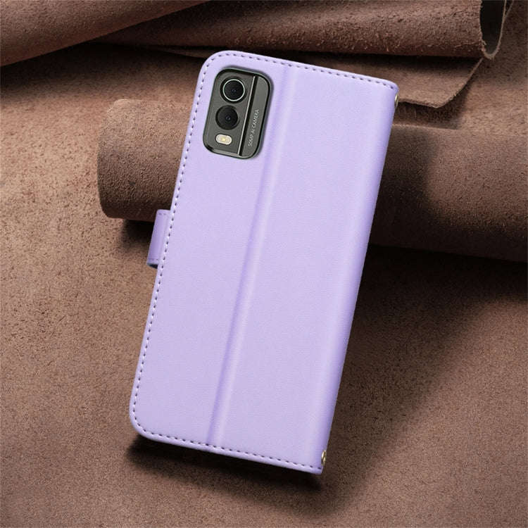 For Nokia C32 Square Texture Leather Phone Case(Purple)