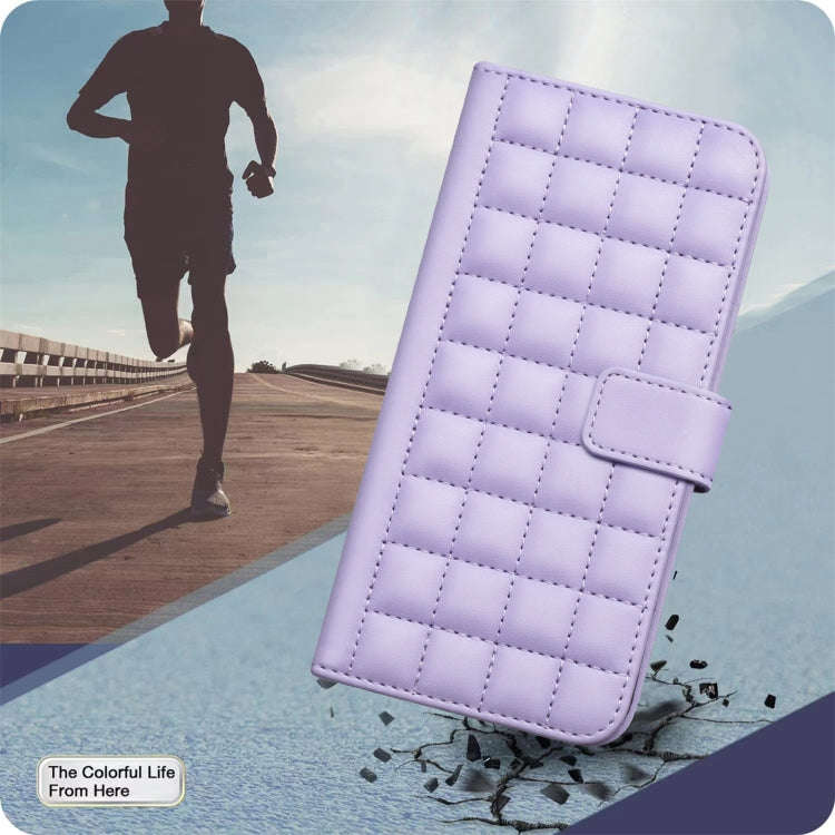 For Nokia C32 Square Texture Leather Phone Case(Purple)