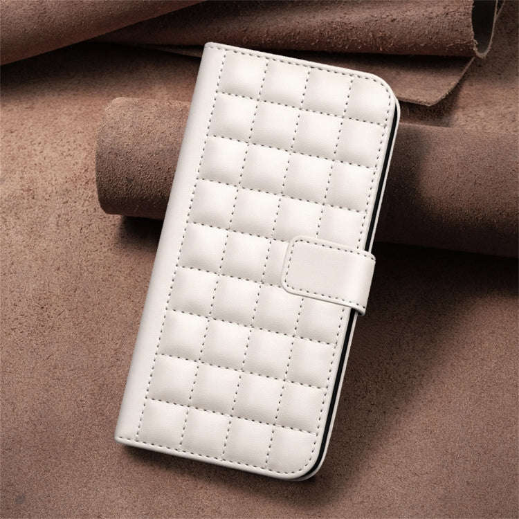 For Nokia C32 Square Texture Leather Phone Case(Beige)
