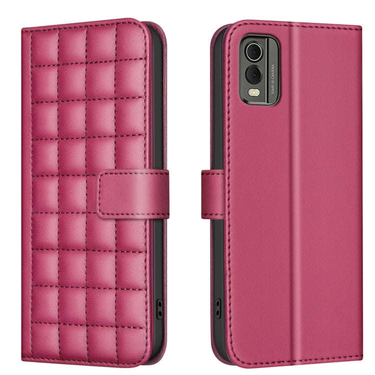 For Nokia C32 Square Texture Leather Phone Case(Red)
