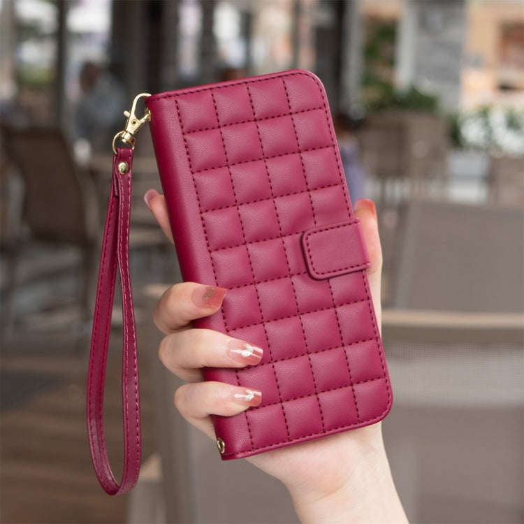 For Nokia C32 Square Texture Leather Phone Case(Red)