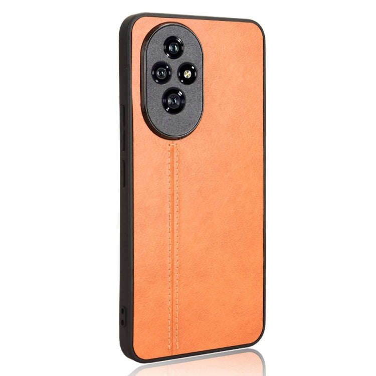 For Honor 200 Cow Pattern Sewing Card Bag Phone Case(Orange)