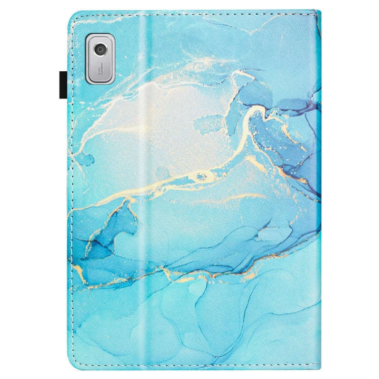 For Lenovo Tab M9 TB-310FU Marble Litchi Leather Smart Tablet Case(Green)