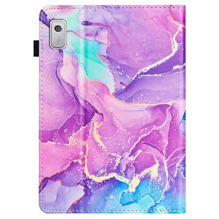 For Lenovo Tab M9 TB-310FU Marble Litchi Leather Smart Tablet Case(Purple)