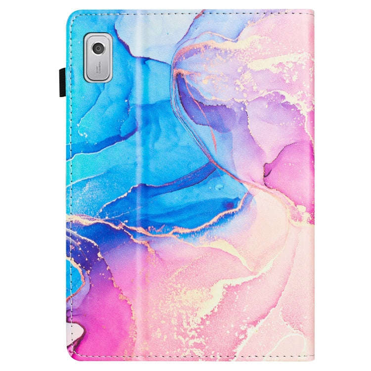 For Lenovo Tab M9 TB-310FU Marble Litchi Leather Smart Tablet Case(Pink Blue)