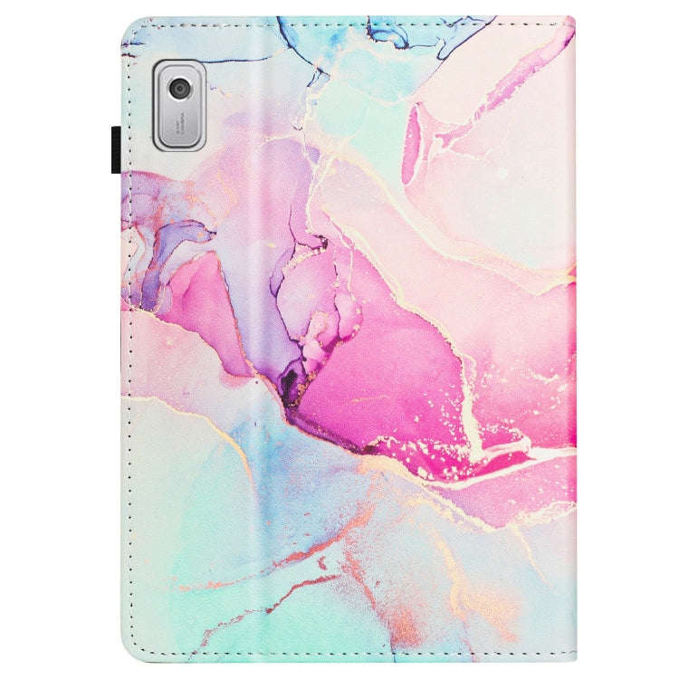 For Lenovo Tab M9 TB-310FU Marble Litchi Leather Smart Tablet Case(Pink)