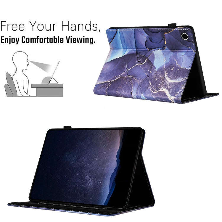 For Lenovo Tab M10 3rd Gen Marble Litchi Leather Smart Tablet Case(Grey)