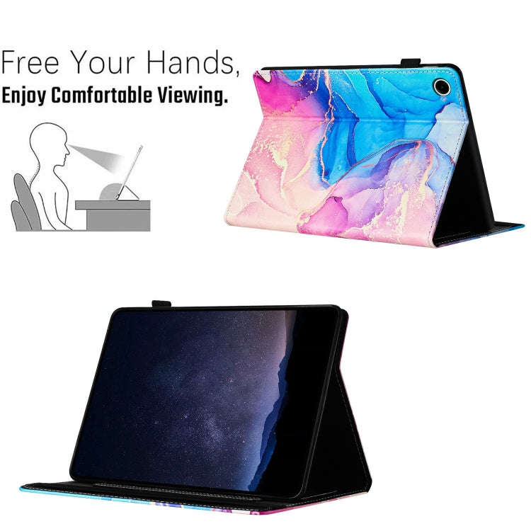 For Lenovo Tab M10 3rd Gen Marble Litchi Leather Smart Tablet Case(Pink Blue)