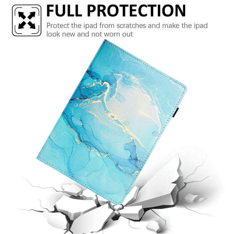 For Lenovo Tab M10 Plus 3rd Gen Marble Litchi Leather Smart Tablet Case(Green)