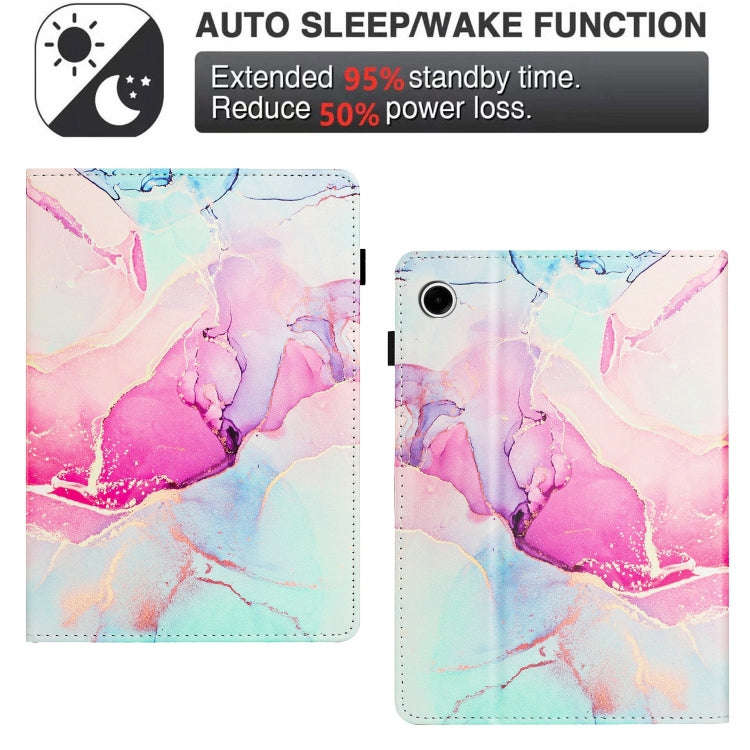 For Lenovo Tab M10 Plus 3rd Gen Marble Litchi Leather Smart Tablet Case(Pink)