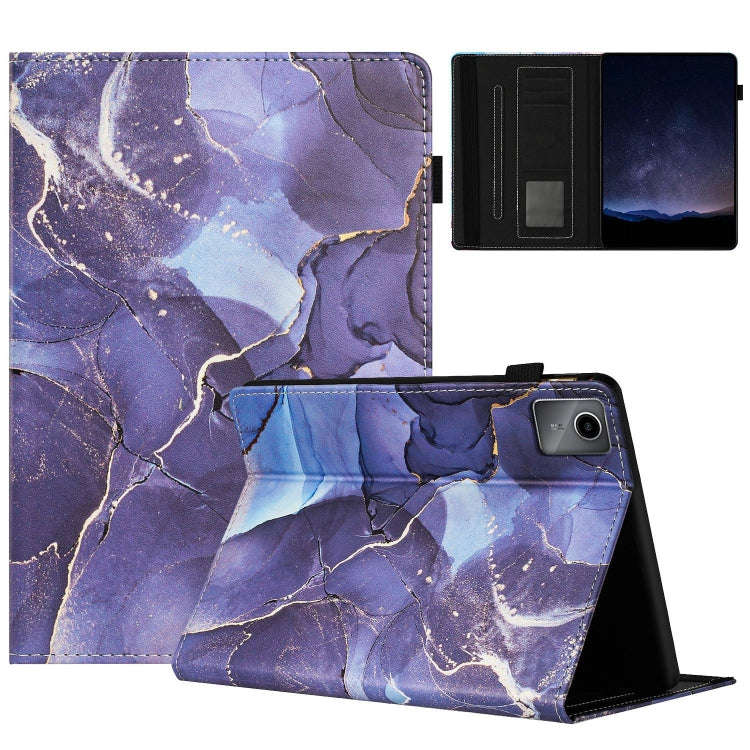 For Lenovo Tab M11/ Xiaoxin Pad 11 2024 Marble Litchi Leather Smart Tablet Case(Grey)