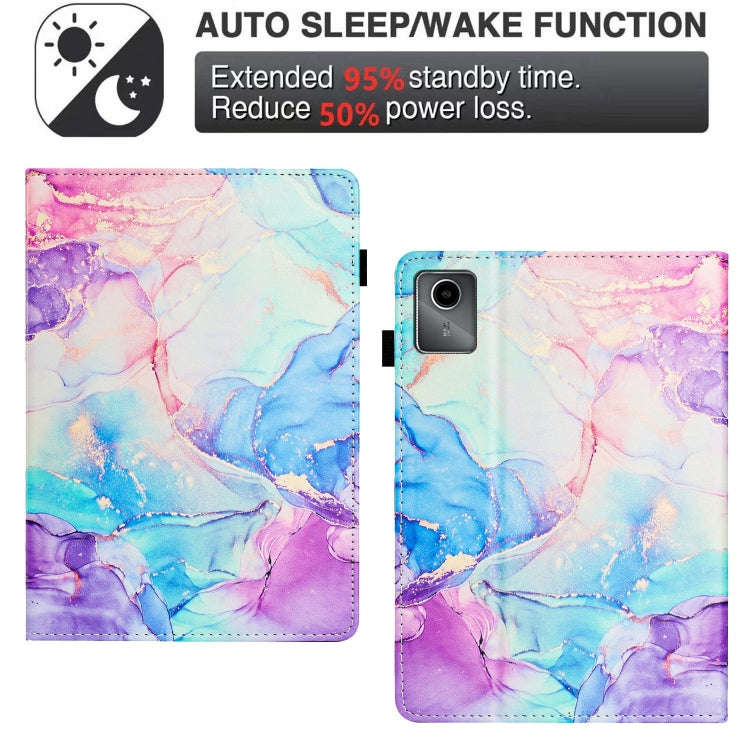 For Lenovo Tab M11/ Xiaoxin Pad 11 2024 Marble Litchi Leather Smart Tablet Case(Purple Blue)