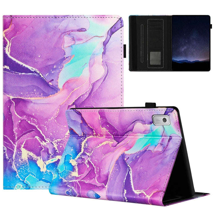 For Lenovo Tab P11 2nd / TB-350 Marble Litchi Leather Smart Tablet Case(Purple)
