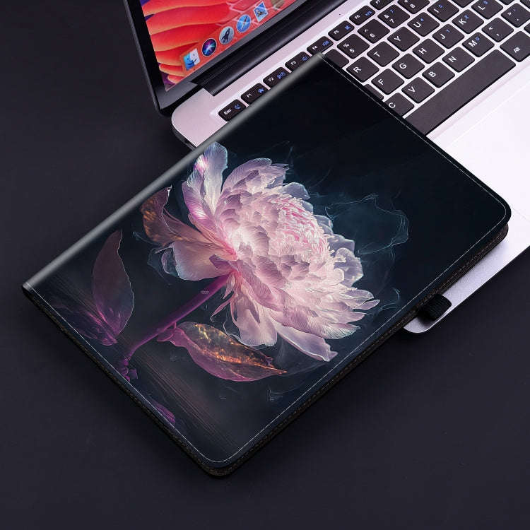 For itel Pad One 10.1 Crystal Texture Painted Leather Smart Tablet Case(Purple Peony)