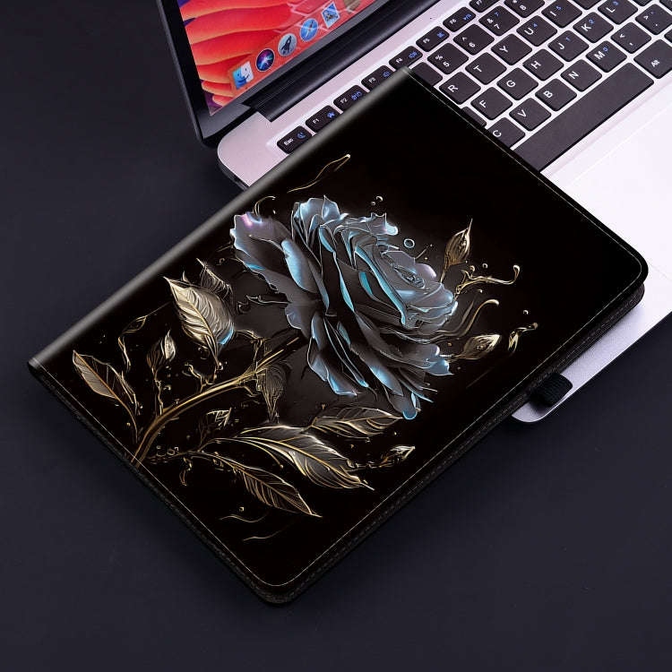 For itel Pad One 10.1 Crystal Texture Painted Leather Smart Tablet Case(Black Rose)
