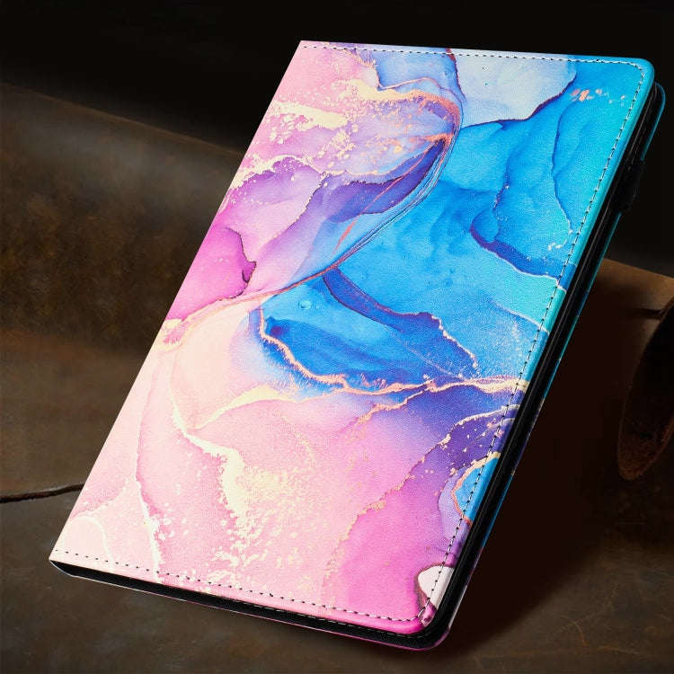 For Amazon Fire HD10 2023 / HD10 Plus Marble Litchi Leather Smart Tablet Case(Pink Blue)