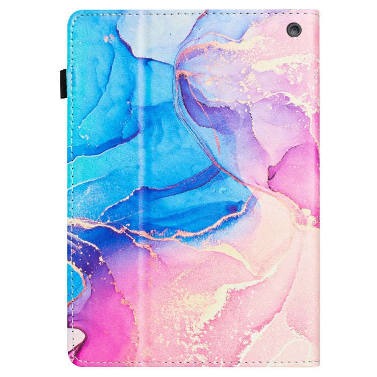 For Amazon Fire HD10 2023 / HD10 Plus Marble Litchi Leather Smart Tablet Case(Pink Blue)
