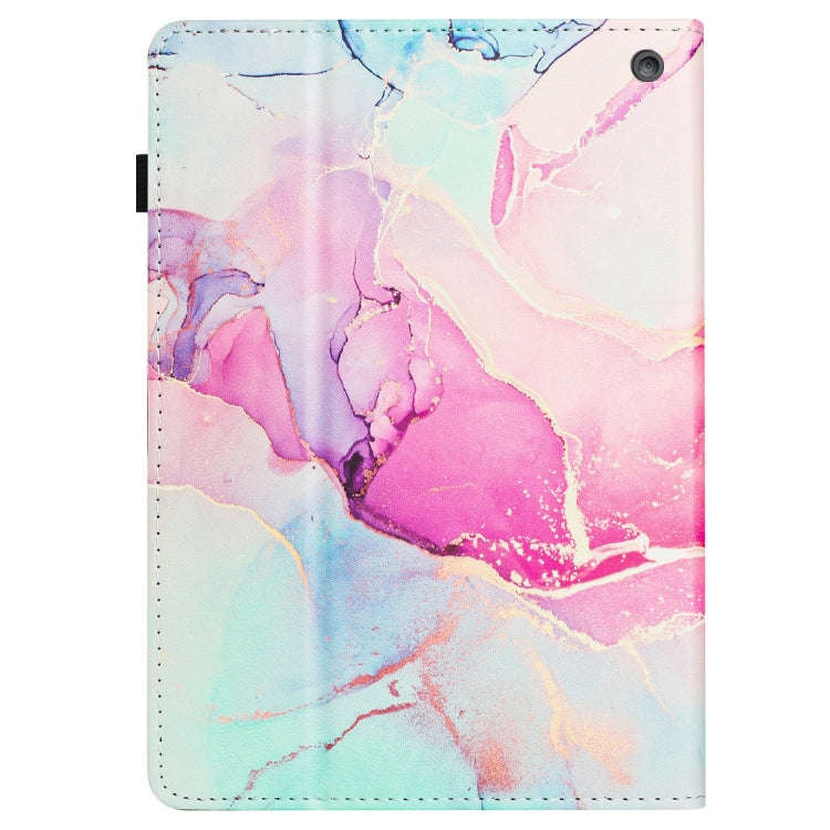 For Amazon Fire HD10 2023 / HD10 Plus Marble Litchi Leather Smart Tablet Case(Pink)