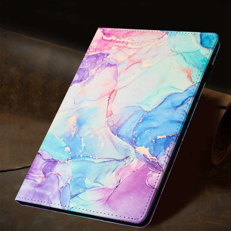 For Amazon Fire HD10 2023 / HD10 Plus Marble Litchi Leather Smart Tablet Case(Purple Blue)