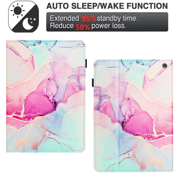 For Amazon Fire HD8 Plus 2022 / HD8 2020 Marble Litchi Leather Smart Tablet Case(Pink)