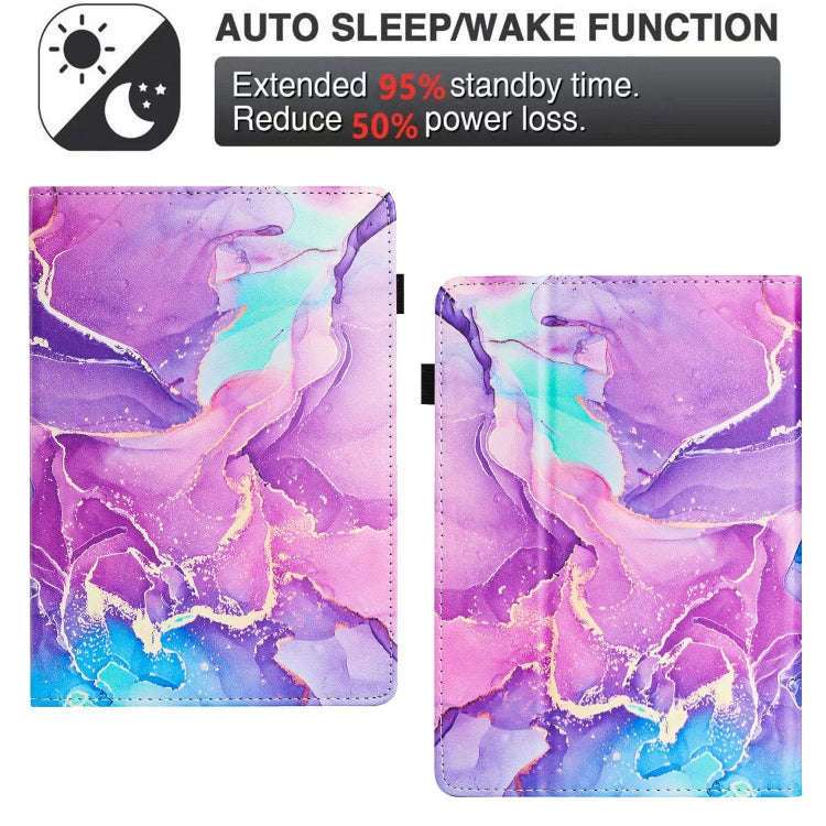 For Amazon Kindle Paperwhite 5 2021 Marble Litchi Leather Smart Tablet Case(Purple)