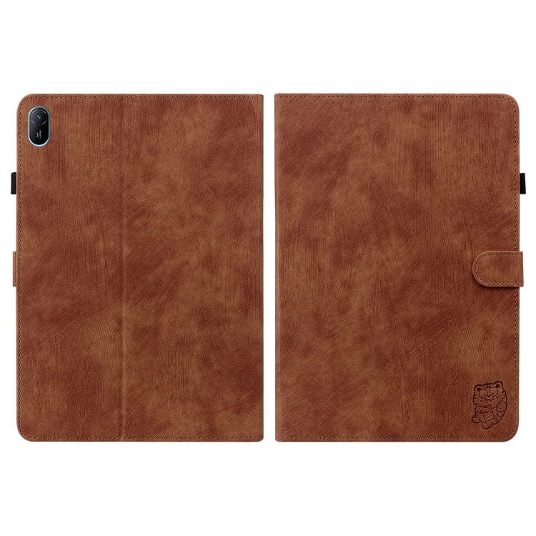 For Huawei MatePad SE 11 2024 Tiger Pattern Flip Leather Tablet Case(Brown)