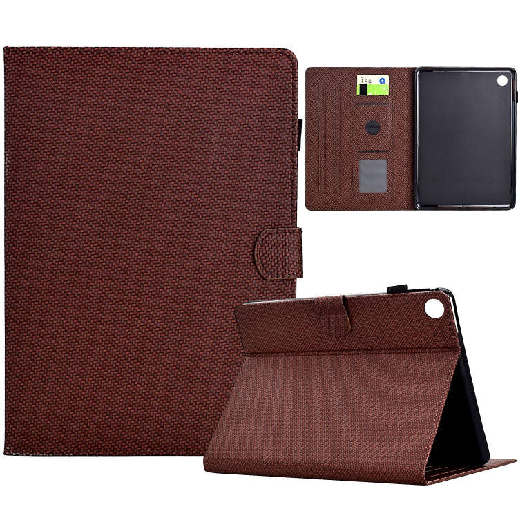 For Lenovo Tab M10 Gen 3 Solid Color Fiber Texture Smart Tablet Leather Case(Brown)
